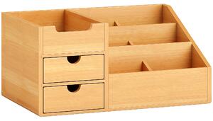 HOMCOM Organizator Birou cu 2 Sertare și 7 Compartimente din Bambus 33x20.5x15.5 cm | Aosom Romania
