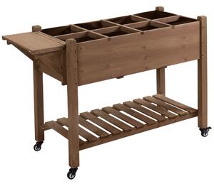 Outsunny Raised Garden Bed Planter Box w/ 8 Grow Grids, Storage Shelf & Lockable Wheels | Aosom Romania