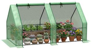 Outsunny Mini Seră Portabilă cu Uși Mari cu Fermoar și Acoperiș din PE pentru Protecție Împotriva Apei/UV, 180x90x90 cm, Verde | Aosom Romania