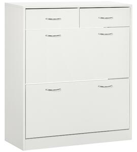 HOMCOM Etajeră pentru Pantofi, 12 Perechi, cu 2 Rafturi Interioare Reglabile și 2 Sertare, din Lemn, 80x30x91.5 cm, Alb | Aosom Romania