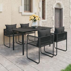 Set mobilier de masă pentru grădină, 5 piese, negru, ratan PVC