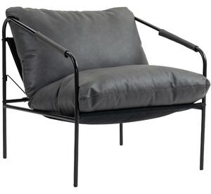 HOMCOM Fotoliu de Sufragerie din Piele PU și Cadru Metalic cu Perne Groase, 74.5x75x77 cm, Gri Antracit | Aosom Romania