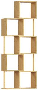 HOMCOM Librărie modernă și asimetrică cu 5 niveluri din bambus, 62.5 x 23 x 165 cm, lemn | Aosom Romania