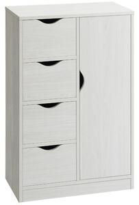 HOMCOM Mobilier Dulap Baie cu 4 Sertare si 2 Niveluri, Modern si Practic pentru Baie, Alb | Aosom Romania