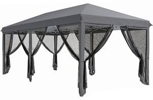 Outsunny Pergolă Pliabilă cu 6 Plase de Țânțari, Pergolă de Grădină cu Structură din Oțel, 591x295cm, Crem Alb | Aosom Romania