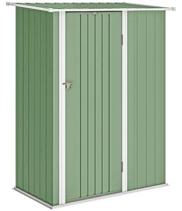 Outsunny Căsuță de Grădină 1.07m² din Oțel Galvanizat, Magazie pentru Unelte cu Ușă Blocabilă și Acoperiș Înclinat, 142x86x189 cm, Verde Deschis | Aosom Romania