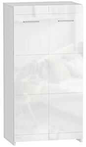 HOMCOM Dulap pentru Pantofi Lucios, Mobilier Modern cu Rafturi Reglabile pentru Hol, Coridor, Capacitate 10 Perechi, Alb | Aosom Romania