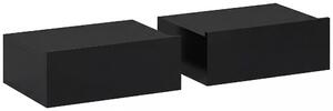 HOMCOM Set de 2 Noptiere Suspendate cu Sertar, 40x30x15 cm, Negru | Aosom Romania