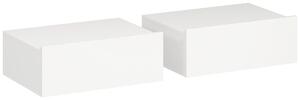 HOMCOM Set de 2 Noptiere Suspendate pentru Dormitor cu Sertar, 40x30x15 cm, Alb | Aosom Romania