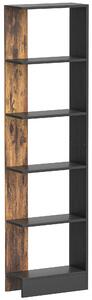 HOMCOM Raft Îngust cu 5 Etajere, Raft Economisitor de Spațiu Modern din Lemn, Bibliotecă pentru Baie, Living, Dormitor, Birou, 45x21x170 cm, Maro Rustic | Aosom Romania