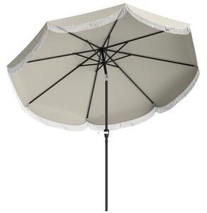Outsunny Umbrelă de Grădină Inclinabilă 2.7x2.7 m cu Manivelă, Umbrelă Rotundă de Exterior cu 8 Spițe, din Metal și Poliester, pentru Curte sau Balcon, UV 30+, Gri Deschis | Aosom Romania