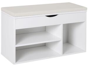 HOMCOM Bancă pentru Pantofi, soluție economisitoare de spațiu, cu șezut imblopat și capac rabatabil, pentru intrare, PAL, 80x30x47cm, Alb | Aosom Romania