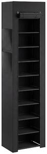 HOMCOM Pantofar 10 Etajere, Cover Antipraf, 20 Perechi, 45 x 30 x 175 cm, Negru | Aosom Romania