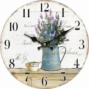 Ceas de perete, din lemn, Lavender café, diam. 34 cm