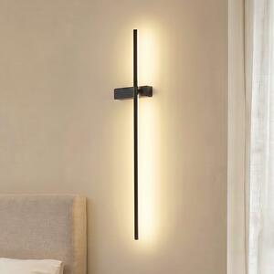 Lindby Aplică de perete LED Natsumi, negru, aluminiu, 90 cm, Negru, Camera de zi / sufragerie, Aluminiu, Modern
