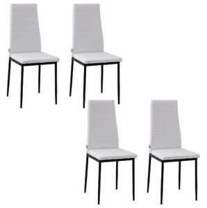 HOMCOM Set 4 scaune captusite pentru sufragerie sau camera de zi, mobilier modern, din metal si material textil Alb