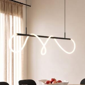 Lucande LED lampă suspendată Kisune, alb/negru, metal, Negru, Camera de zi / sufragerie, Plastic, Modern