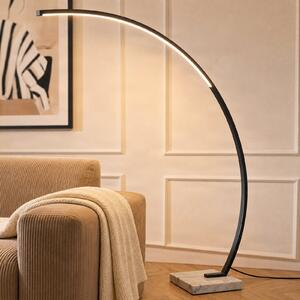 Lindby LED lampă de podea arcuită Kendra, negru, aluminiu, înălțime 180cm, reglabil, Negru, Camera de zi / sufragerie, Metal, Modern