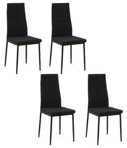 HOMCOM Set 4 scaune captusite pentru sufragerie sau camera de zi, mobilier modern, din metal si material textil Negru