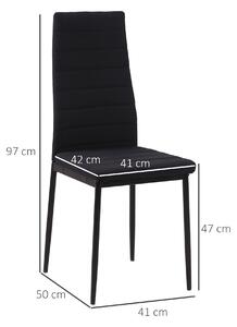 Set 4 scaune captusite pentru sufragerie, mobilier modern, scaun negru, scaun pentru bucatarie HOMCOM | Aosom RO