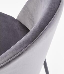 Scaun tapitat cu stofa si picioare metalice, Kai-314 Velvet Gri / Negru, l49xA50xH80 cm