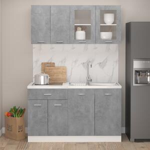 Set dulapuri bucătărie, 4 piese, gri beton, lemn prelucrat