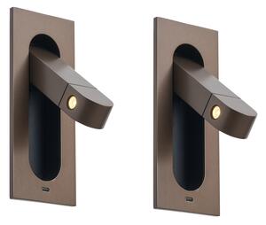 Set de 2 Aplice Moderne Bronz Închis Incl. LED și Port USB-C - Hilton