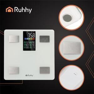 Cântar corporal inteligent Smart Ruhhy - Cu conexiune Bluetooth (Feelfit), până la 226 kg, alb