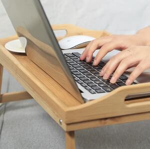 Măsuță pliabilă din bambus pentru laptop și mic dejun în pat Ruhhy - Cu blat reglabil