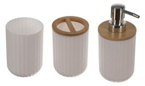 Set accesorii de baie Ruhhy - 6 piese cu detalii din bambus natural, alb