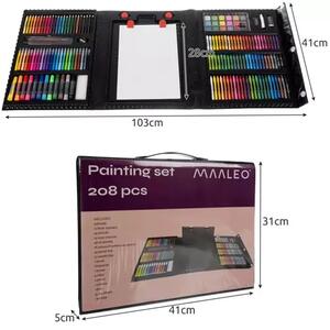 Set de pictură și desen pentru copii Maaleo - 208 piese în servietă cu șevalet inclus