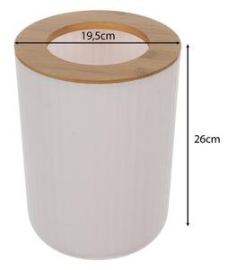 Set accesorii de baie Ruhhy - 6 piese cu detalii din bambus natural, alb