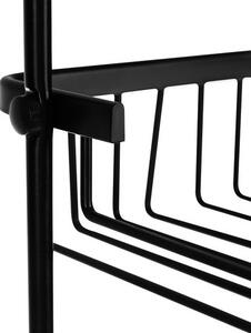 Raft suspendat pentru baie Ruhhy - 3 niveluri, organizator metalic, negru