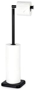 Suport de hârtie igienică Awwaline Vilde - cu depozitare rezerve, metalic, Negru, 15 x 56 cm