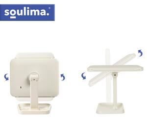 Oglindă cosmetică cu LED 4în1 Soulima - Cu funcție de mărire, pliere și suport pentru accesorii