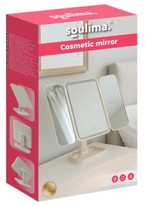 Oglindă cosmetică cu LED 4în1 Soulima - Cu funcție de mărire, pliere și suport pentru accesorii