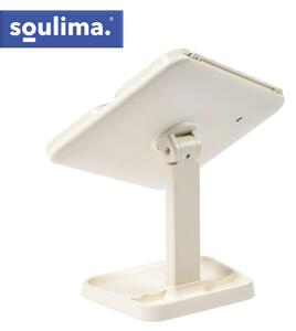 Oglindă cosmetică cu LED 4în1 Soulima - Cu funcție de mărire, pliere și suport pentru accesorii