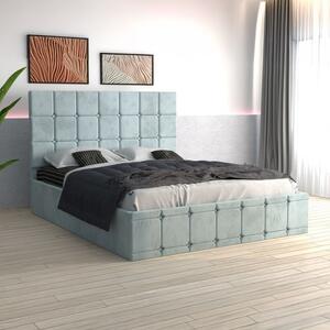 Pat Tapitat Ven03 Lemon + Saltea 20cm Grosime + Somiera Metalica Rabatabila 140x200