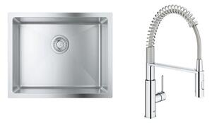 Set baterie bucătărie Grohe Get 30361000, chiuveta din otel Grohe K700 31574SD1