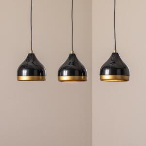 Opviq Lampă suspendată Yildo, liniară, 3 becuri, negru/auriu, metal, reglabil, Negru, Camera de zi / sufragerie, Metal, Modern