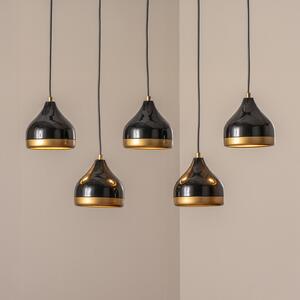 Opviq Lampă suspendată Yildo, negru/auriu, cu 5 becuri. Lungime 111 cm, reglabil, Negru, Camera de zi / sufragerie, Metal, Modern
