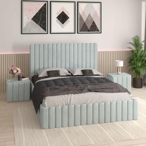 Pat Tapitat Luca Lemon cu Noptiere Tapitate Lemon fara Saltea 140x200