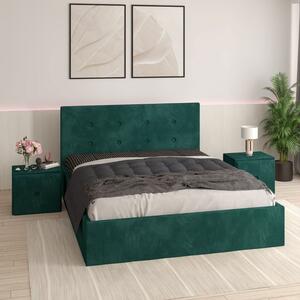 Pat Filip Verde + Noptiere Fara Saltea 140x200