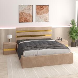 Pat Clio Crem cu Noptiere fara Saltea 140x200