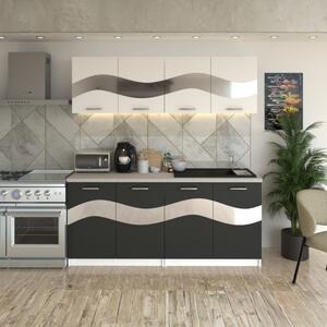 Bucatarie Armonia Alb cu Gri ( Silver ) 180 cm
