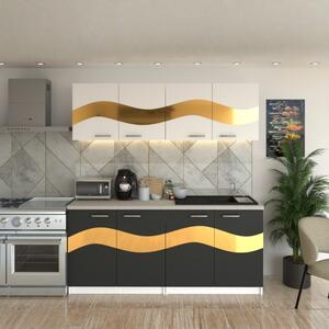 Bucatarie Armonia Alb cu Gri ( Gold ) 180 cm