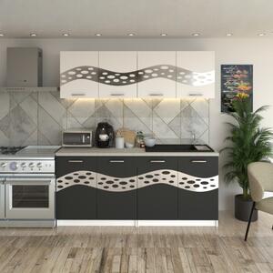 Bucatarie Melissa Alb cu Gri ( Silver ) 180 cm
