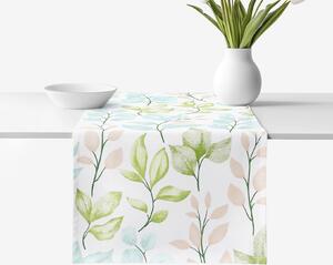 Goldea napron de masă 100% bumbac deluxe - frunze pictate 50x120 cm