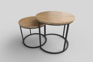 Set 2 masute cafea OREO, stejar auriu/negru