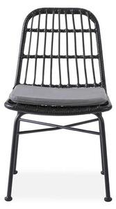Scaun de gradina K401, gri/negru, rattan sintetic/otel, 47x45x85x43 cm